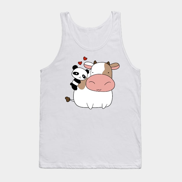 Panda Loves Cow Tank Top by saradaboru